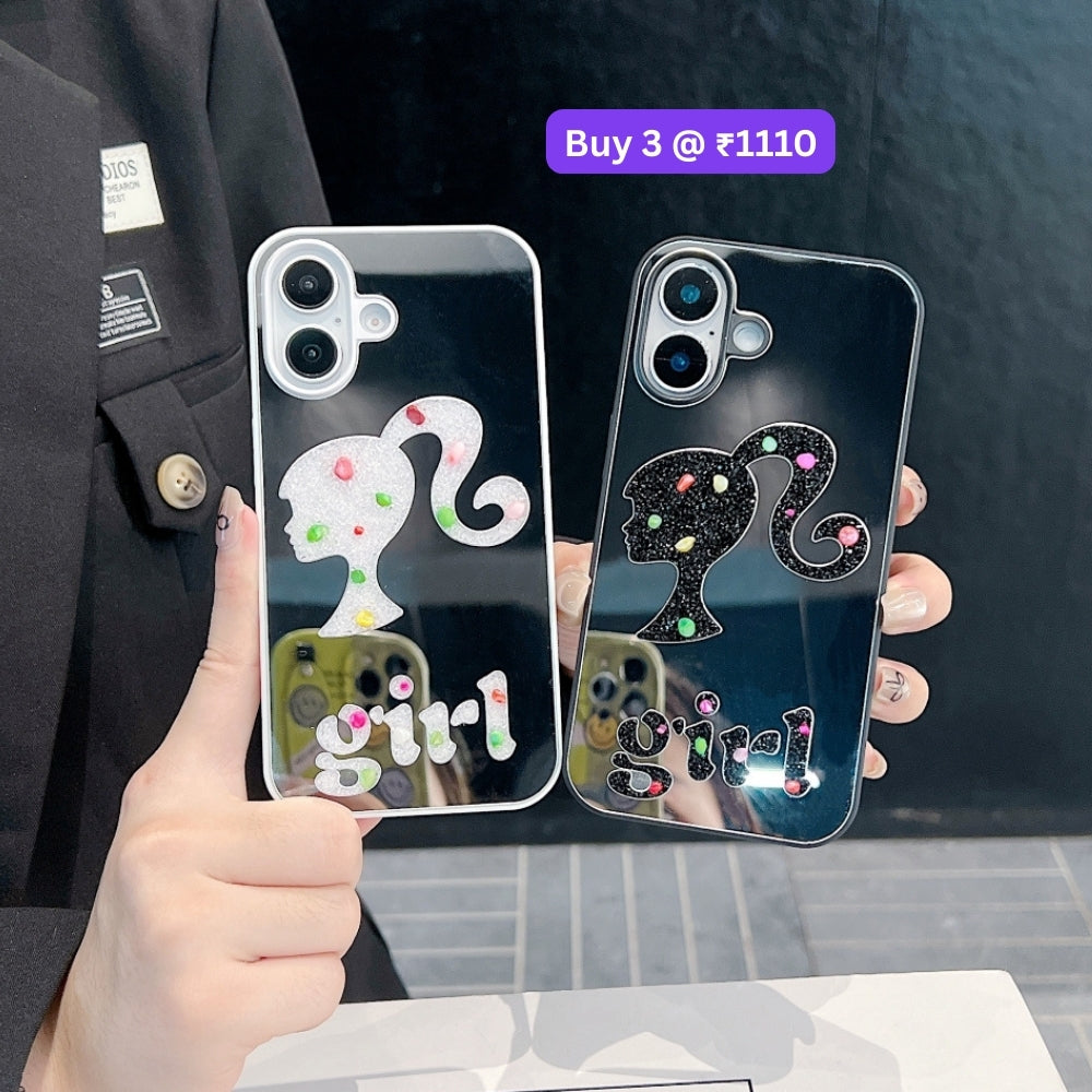 Girl Printed Graphic Mirror Phone Case - iPhone 16 Pro Max