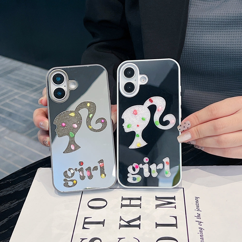 Girl Printed Graphic Mirror Phone Case - iPhone 15 Plus
