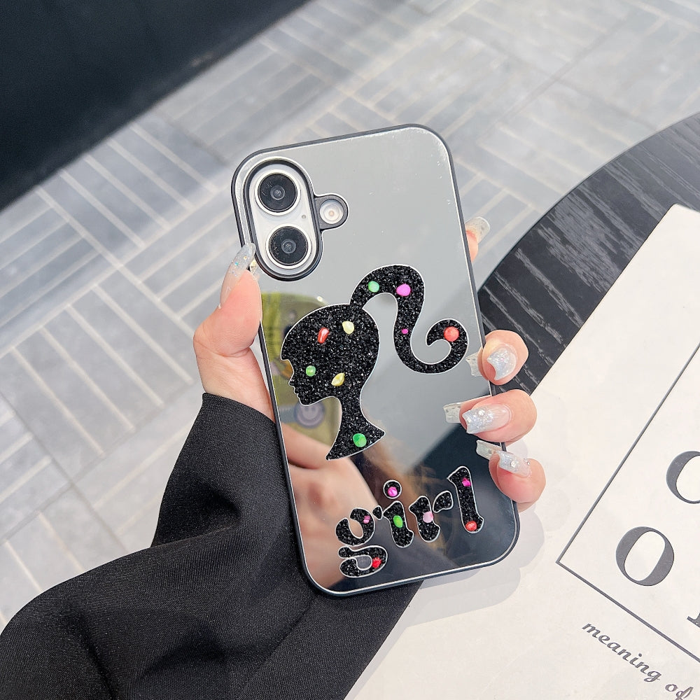 Girl Printed Graphic Mirror Phone Case - iPhone 15 Plus