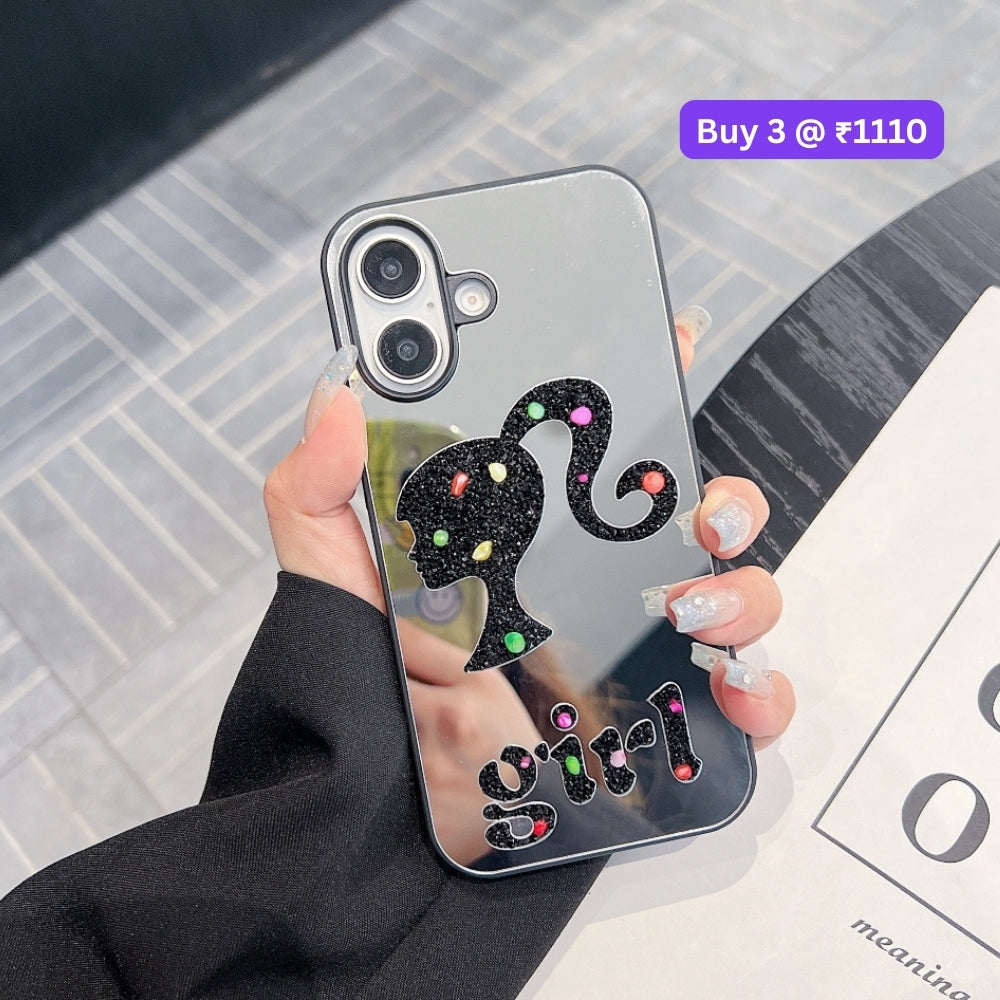 Girl Printed Graphic Mirror Phone Case - iPhone 16 Pro Max