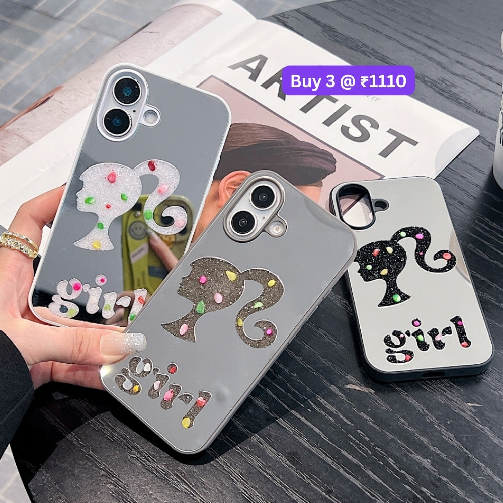 Girl Printed Graphic Mirror Phone Case - iPhone 16 Pro Max