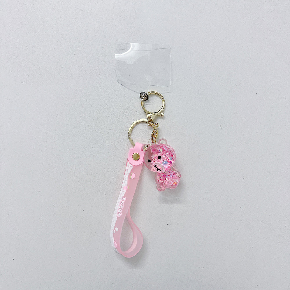 Acrylic Creative Fantasy Floating Glitter Bear Phone Charm | Keychain | Handbag Charm