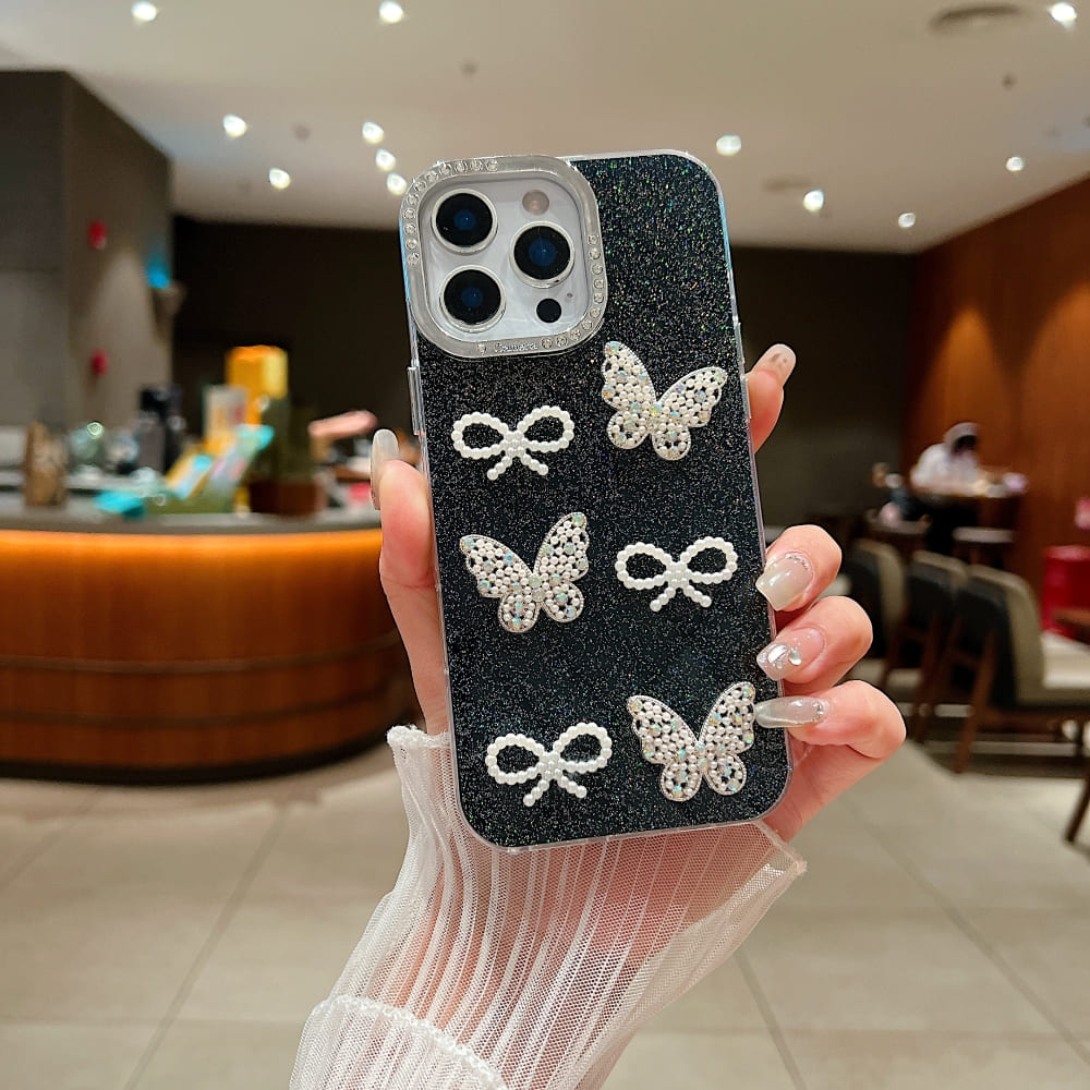 Glitter Bow and Butterfly Phone Case