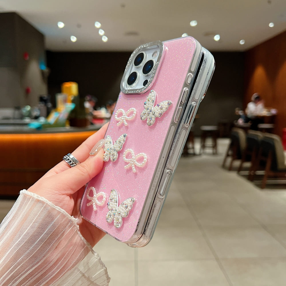 Glitter Bow and Butterfly Phone Case