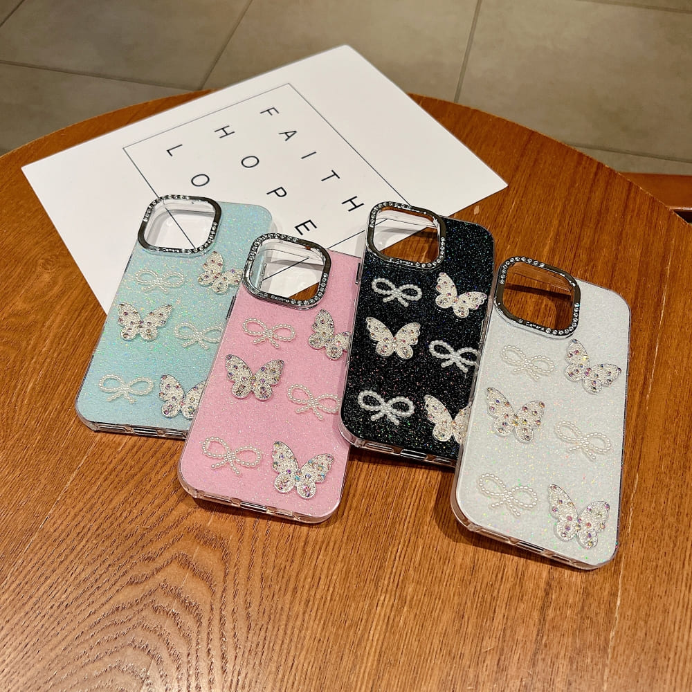 Glitter Bow and Butterfly Phone Case