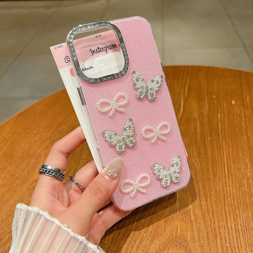 Glitter Bow and Butterfly Phone Case