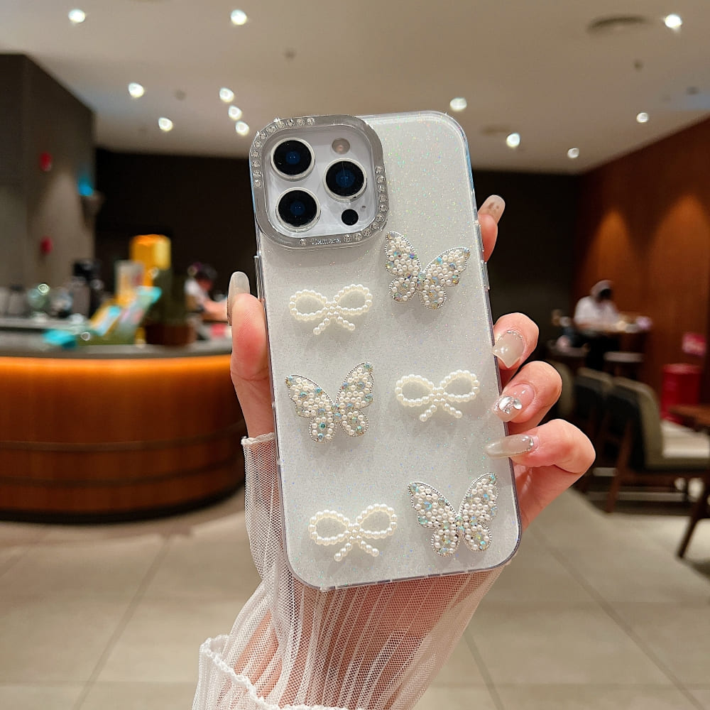 Glitter Bow and Butterfly Phone Case