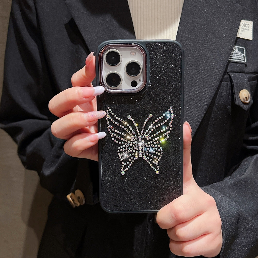 Glitter Butterfly Plating TPU (Soft) | PC (Hard) Phone Case - iPhone 16 Pro Max