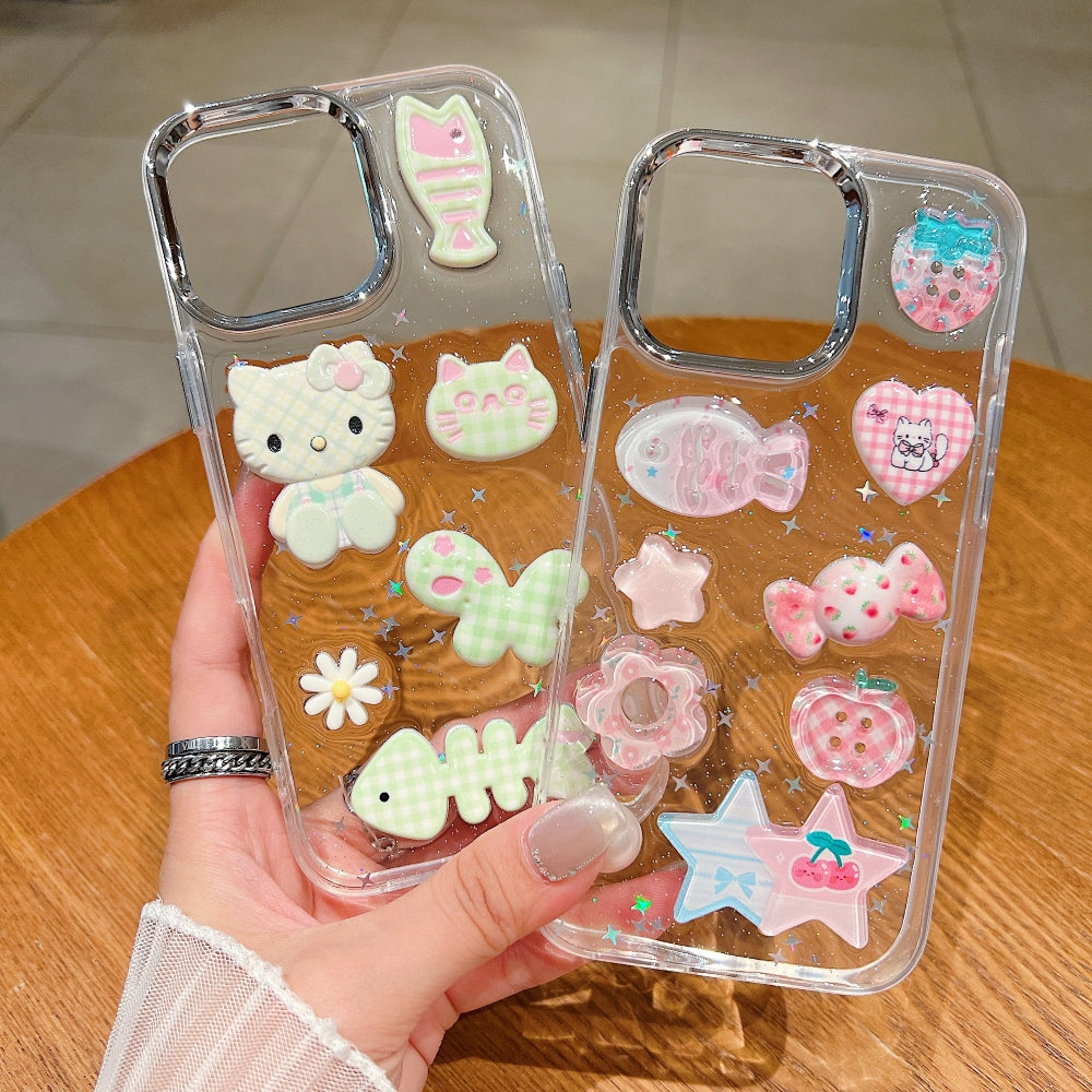 Glitter Decor 3D Cute Toy TPU (Soft) and PC (Hard) Phone Case | Mobile Cover - iPhone 15 Plus
