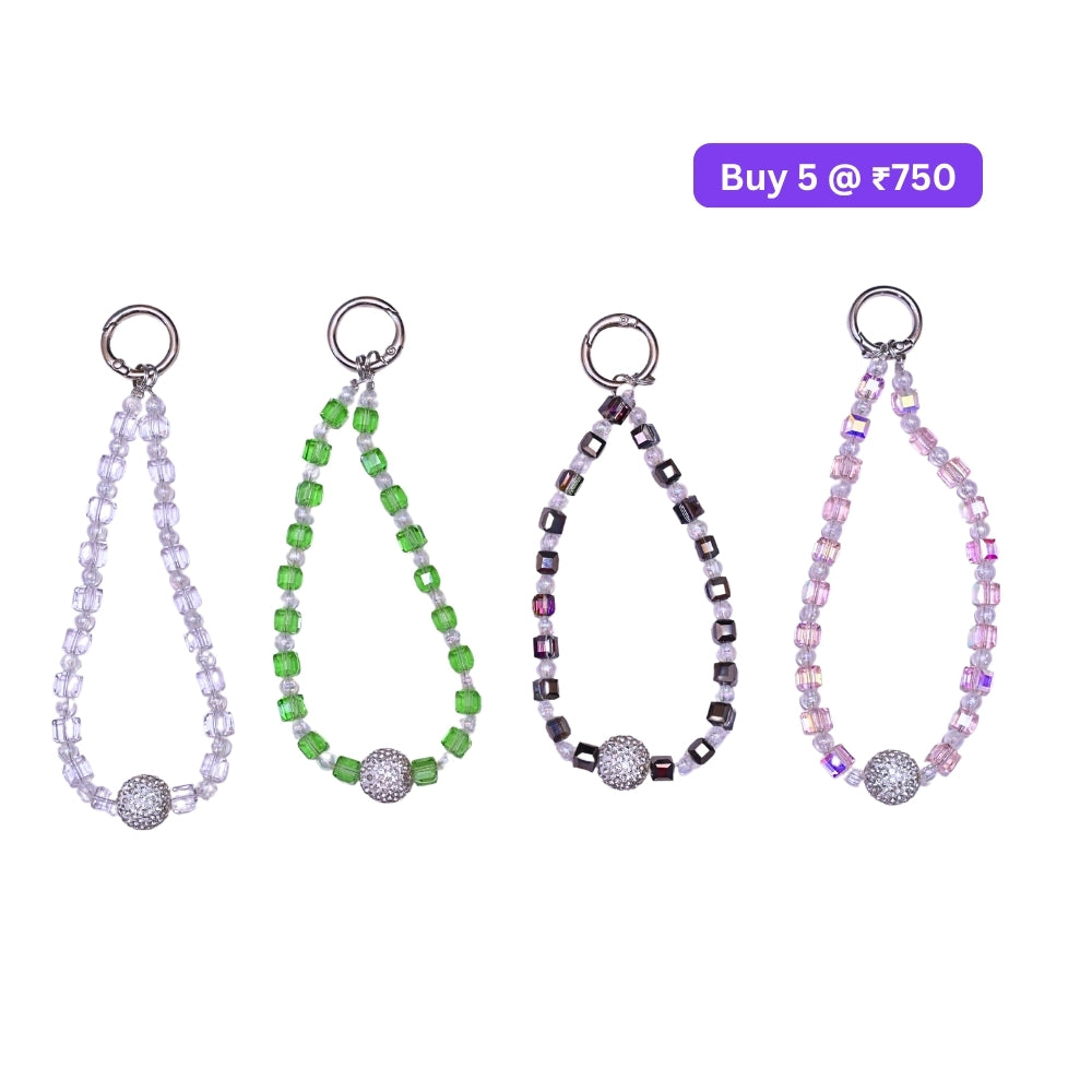 Glittery Stone Beaded Acrylic Phone Charm | Bracelet | Handbag Charm