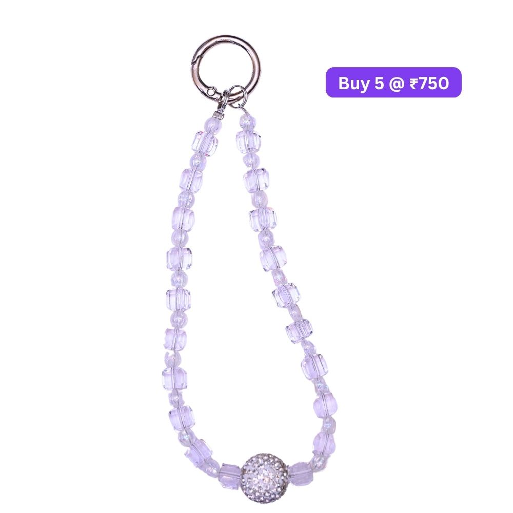 Glittery Stone Beaded Acrylic Phone Charm | Bracelet | Handbag Charm
