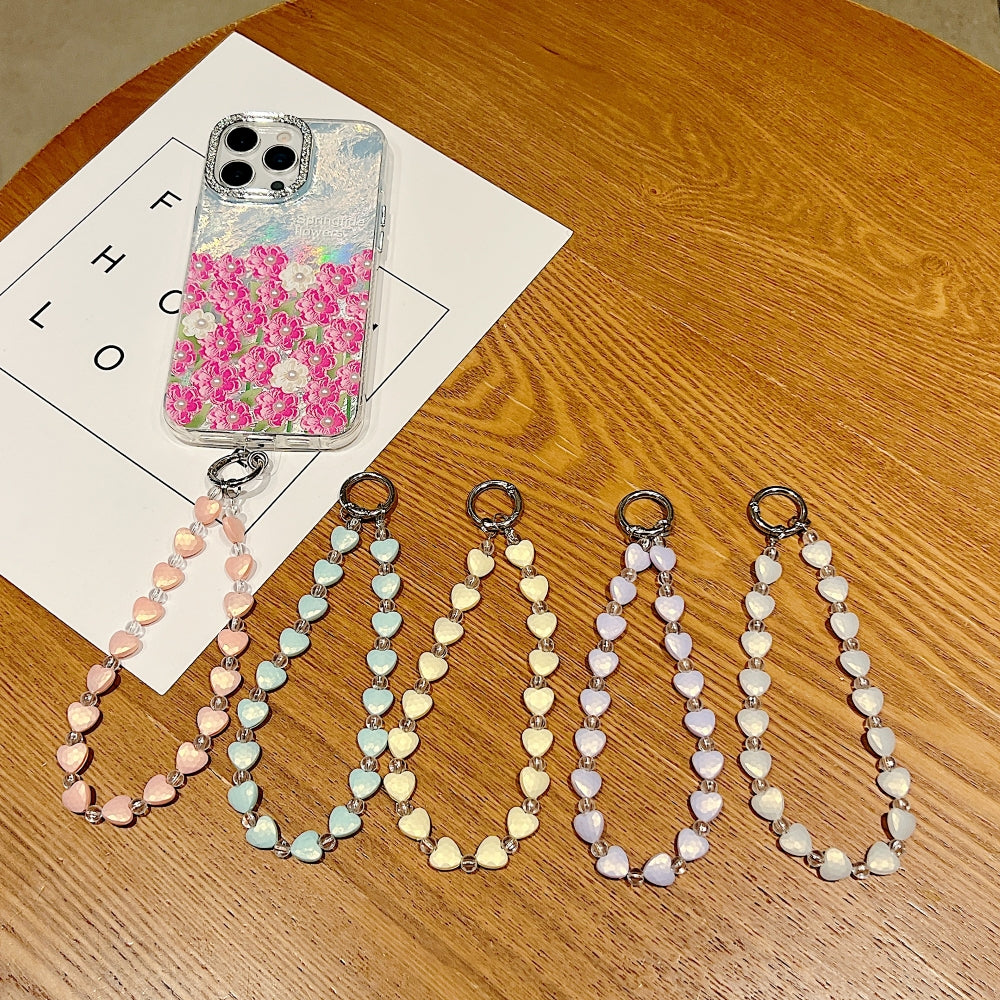 Gradient Heart Metal Ring Bracelet Phone Charm | Keychain | Handbag Charm