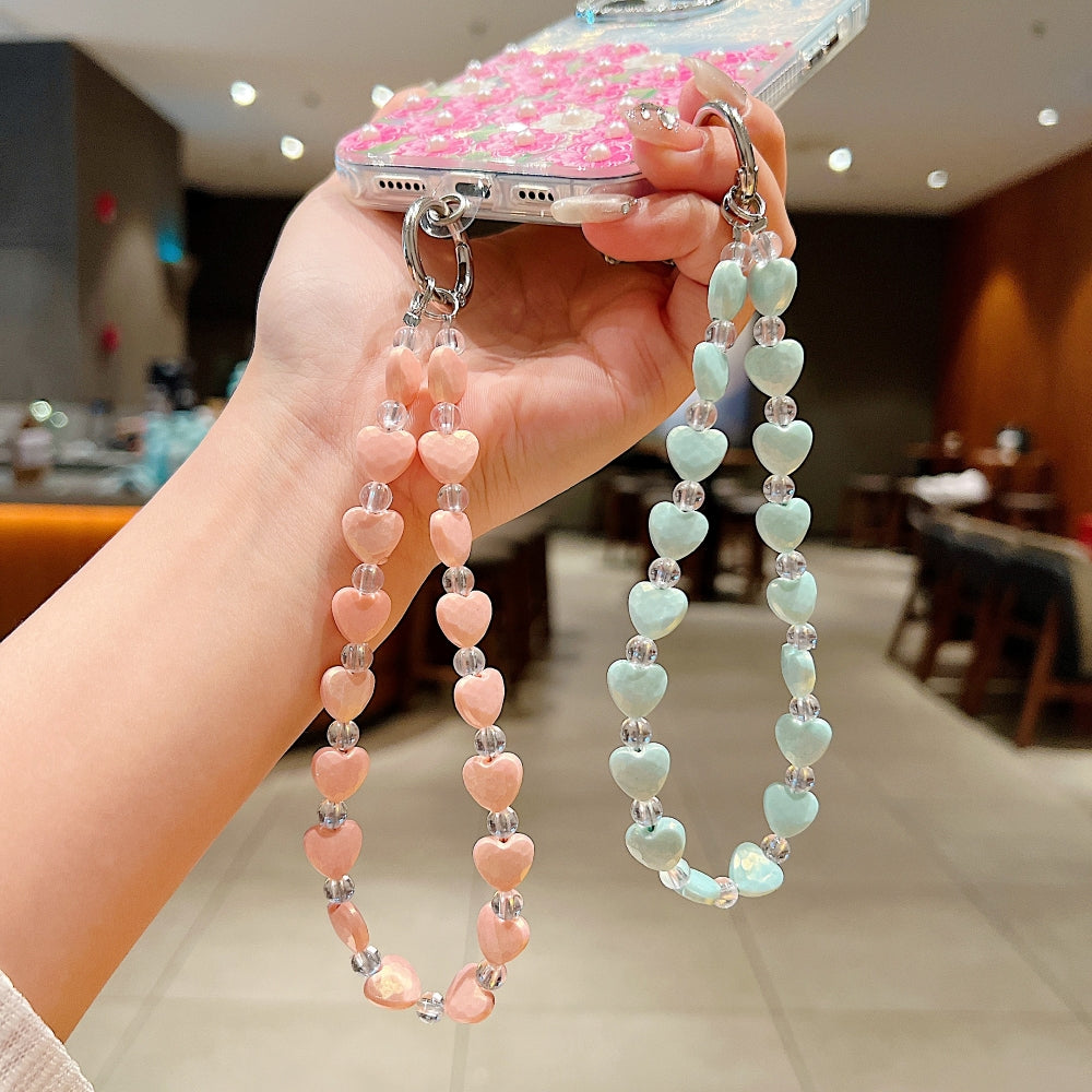 Gradient Heart Metal Ring Bracelet Phone Charm | Keychain | Handbag Charm