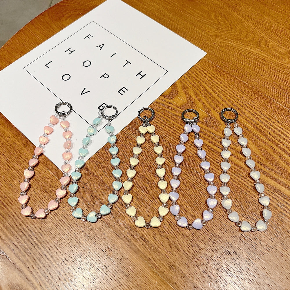 Gradient Heart Metal Ring Bracelet Phone Charm | Keychain | Handbag Charm
