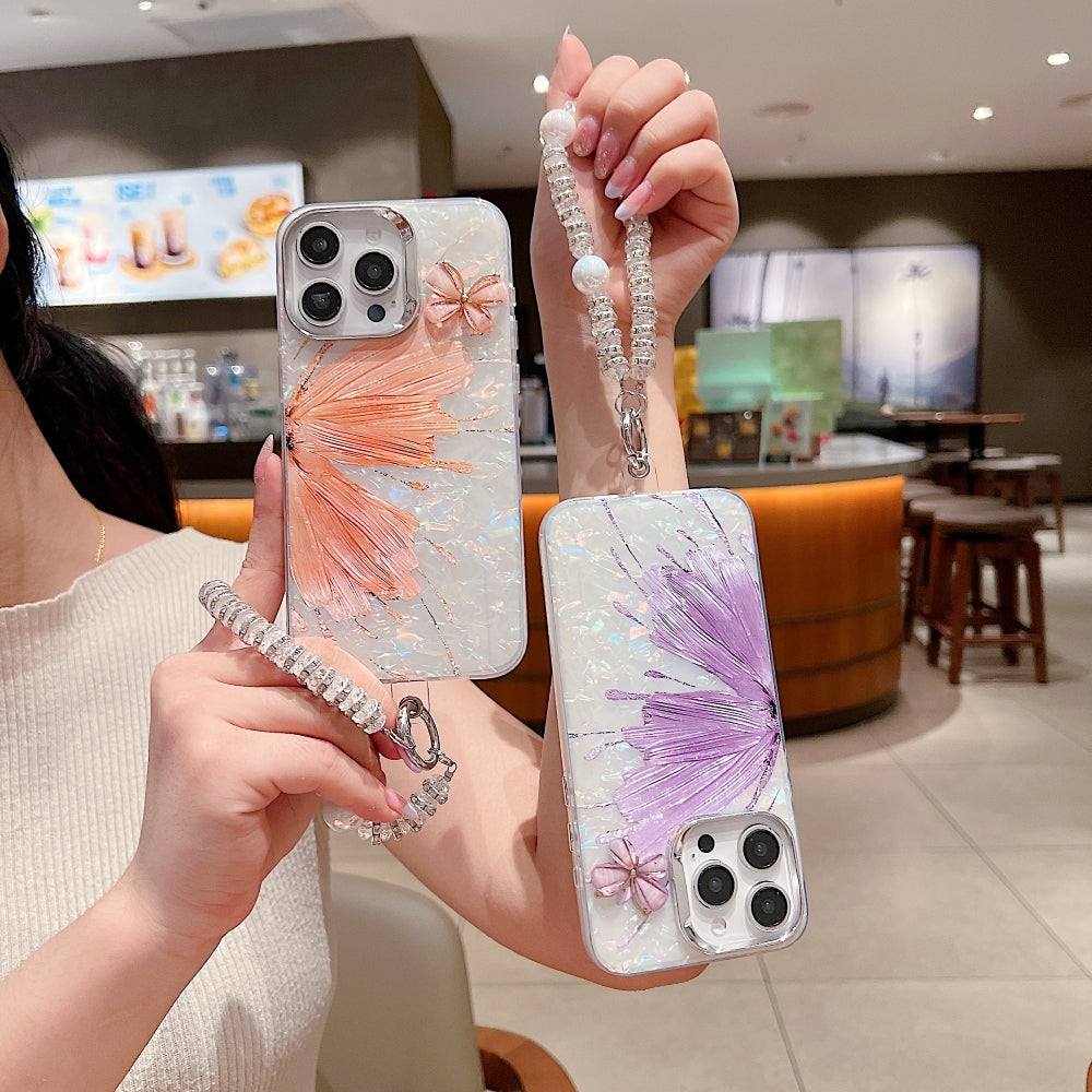 Gradient Butterfly Pattern PC (Hard) Phone Case with Bracelet - iPhone 13 Pro Max
