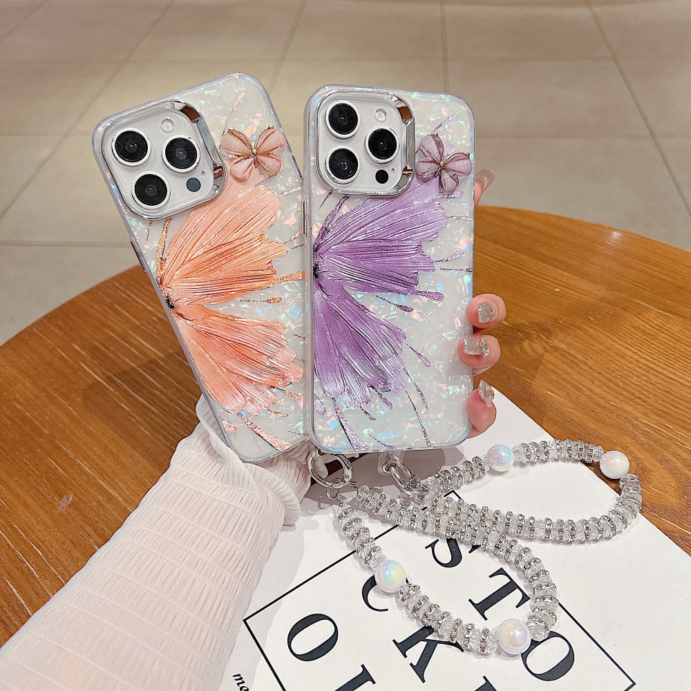 Gradient Butterfly Pattern PC (Hard) Phone Case with Bracelet - iPhone 13 Pro Max