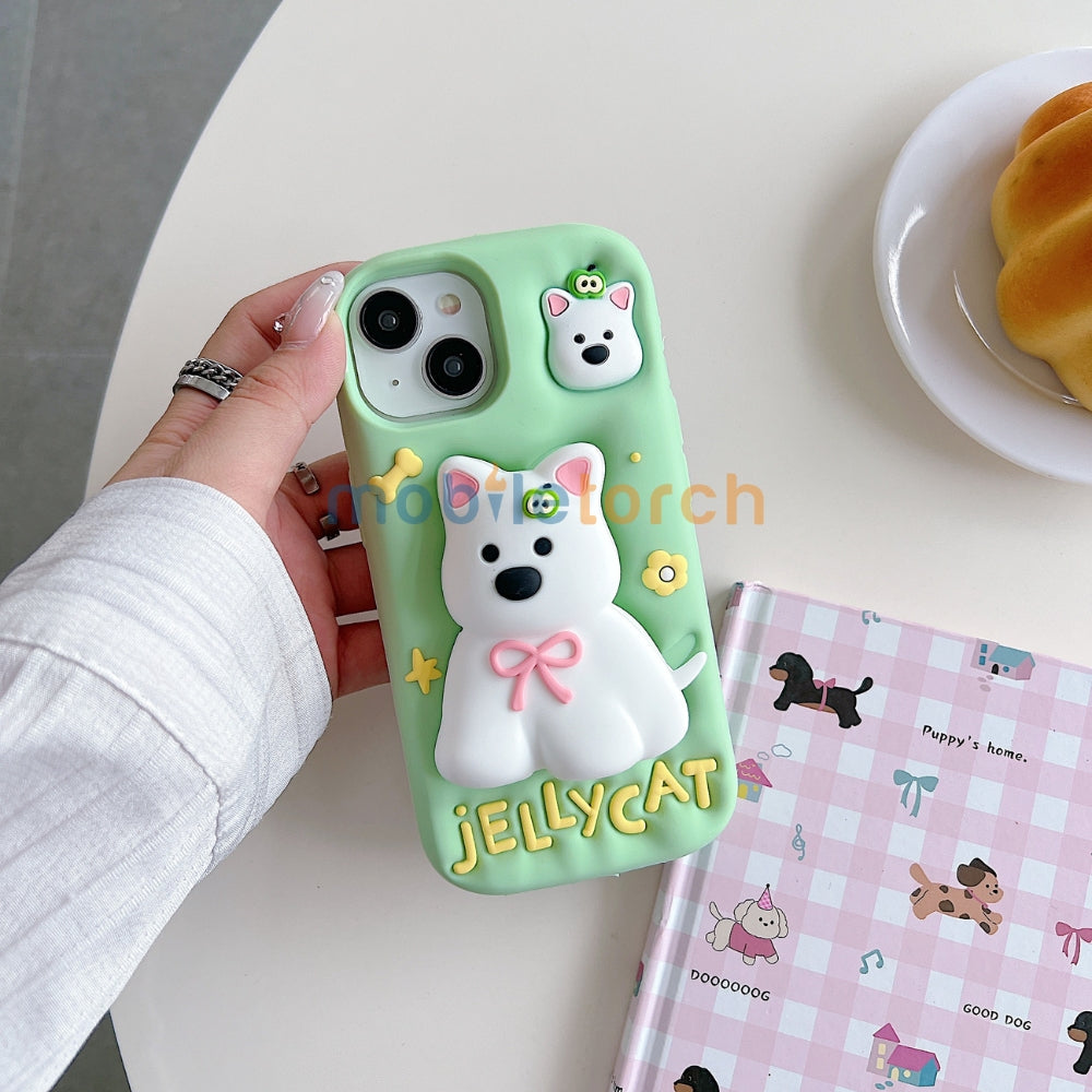 Green Westigo Dog Stand Anti-Fall Silicone Soft Phone Case | Mobile Cover - iPhone 13 Pro Max