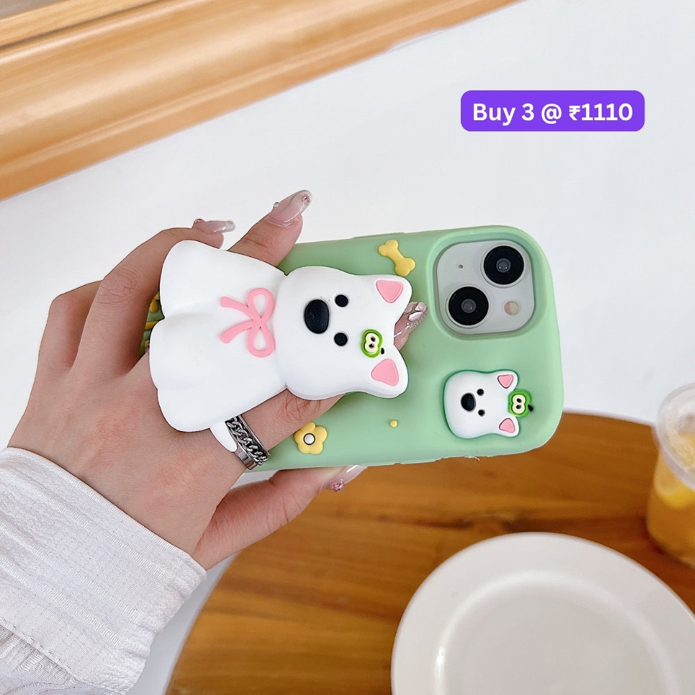 Green Westigo Dog Stand Anti-Fall Silicone Soft Phone Case | Mobile Cover - iPhone 13