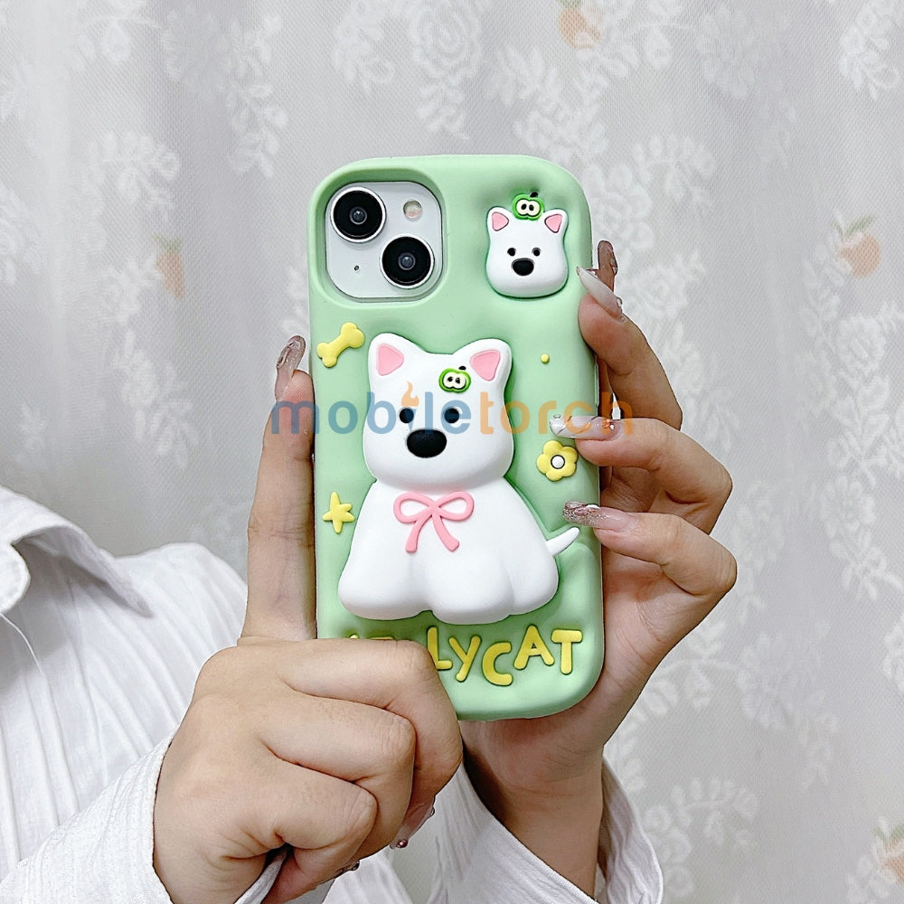Green Westigo Dog Stand Anti-Fall Silicone Soft Phone Case | Mobile Cover - iPhone 13 Pro Max