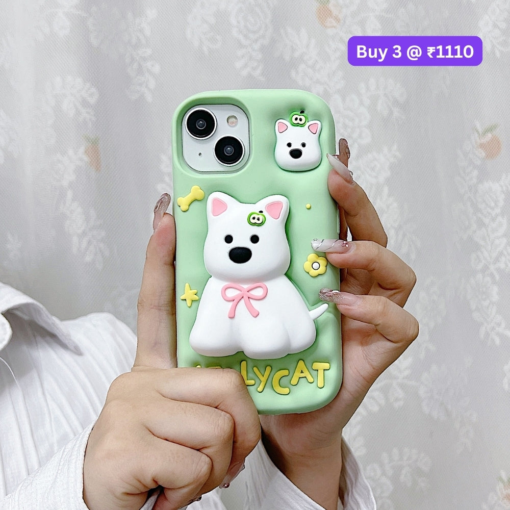 Green Westigo Dog Stand Anti-Fall Silicone Soft Phone Case | Mobile Cover - iPhone 13