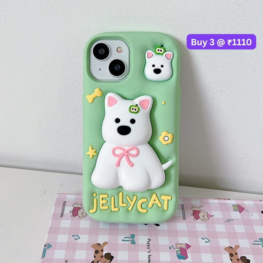 Green Westigo Dog Stand Anti-Fall Silicone Soft Phone Case | Mobile Cover - iPhone 13