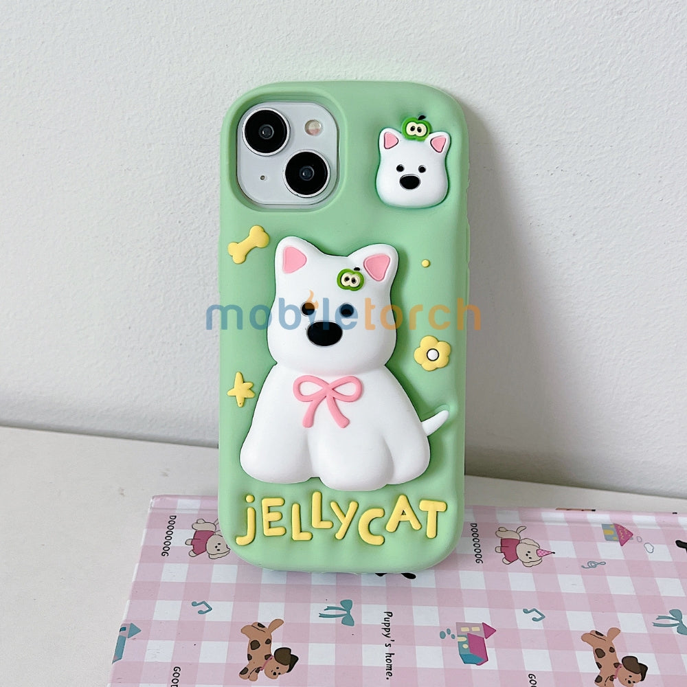 Green Westigo Dog Stand Anti-Fall Silicone Soft Phone Case | Mobile Cover - iPhone 15 Pro Max