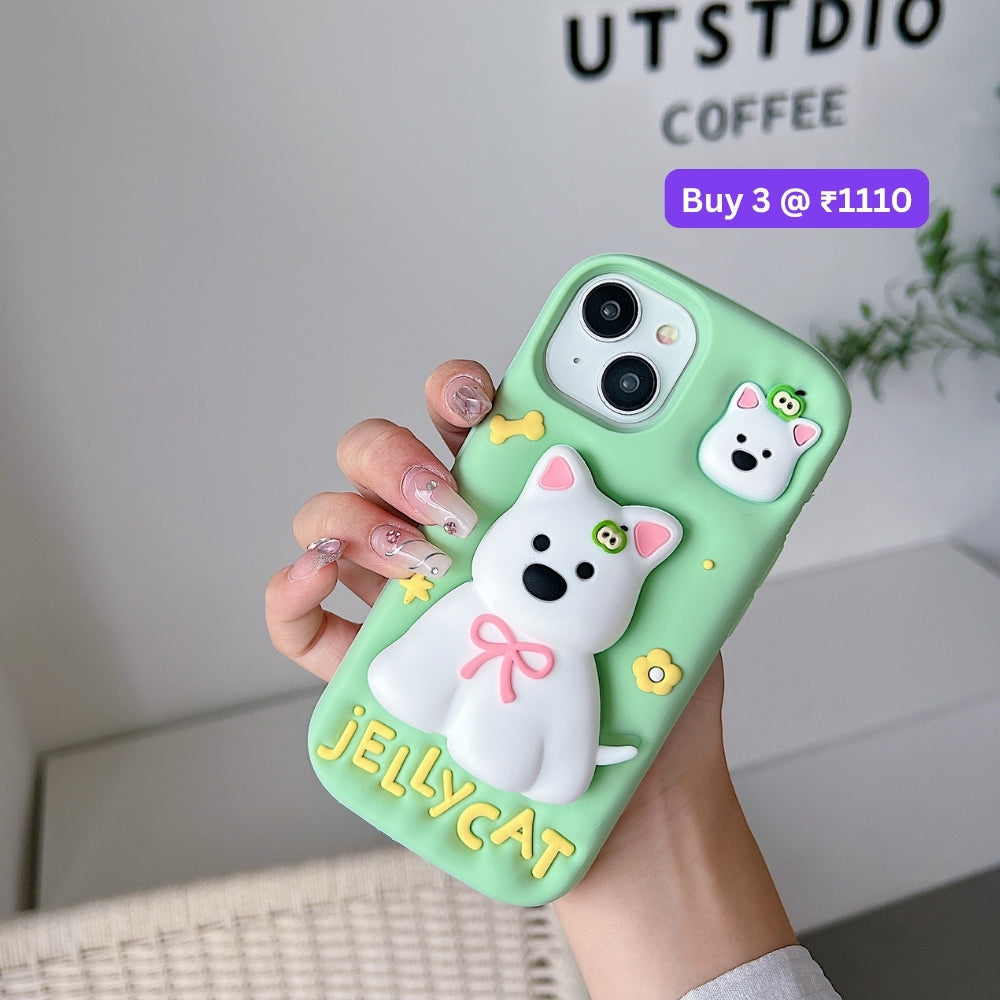 Green Westigo Dog Stand Anti-Fall Silicone Soft Phone Case | Mobile Cover - iPhone 13