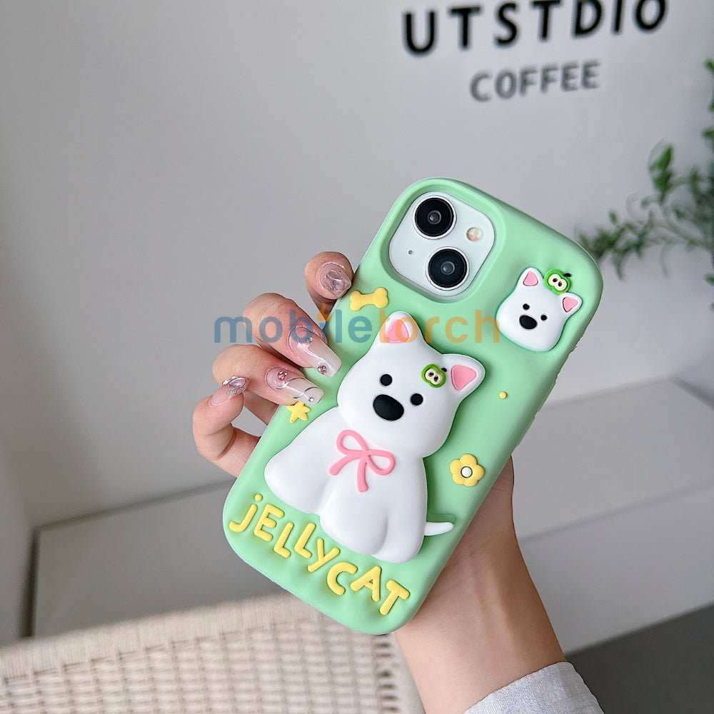 Green Westigo Dog Stand Anti-Fall Silicone Soft Phone Case | Mobile Cover - iPhone 15 Pro Max