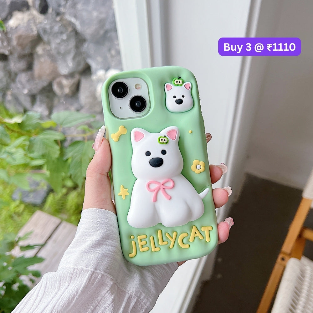 Green Westigo Dog Stand Anti-Fall Silicone Soft Phone Case | Mobile Cover - iPhone 13