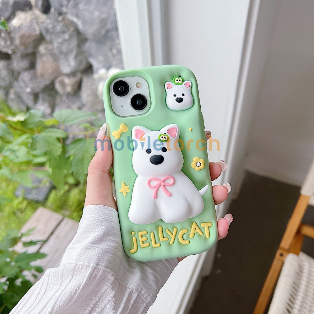 Green Westigo Dog Stand Anti-Fall Silicone Soft Phone Case | Mobile Cover - iPhone 15 Pro Max