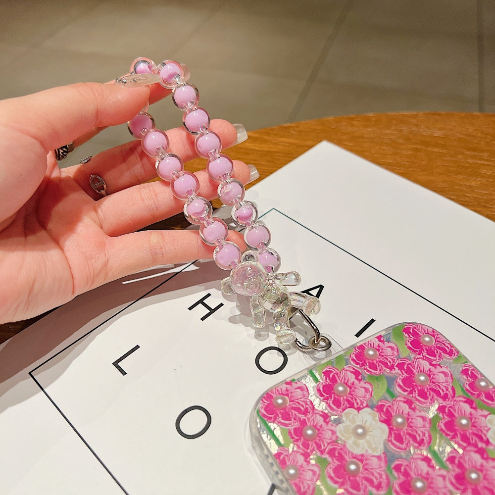 Hand Beaded Wrist Lanyard Bear Phone Charm | Bracelet | Keychain | Handbag Charm