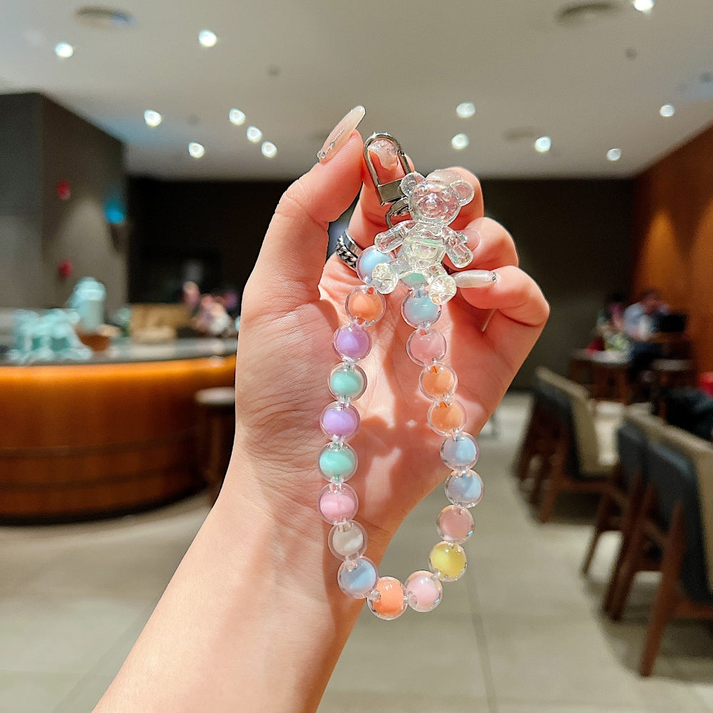 Hand Beaded Wrist Lanyard Bear Phone Charm | Bracelet | Keychain | Handbag Charm
