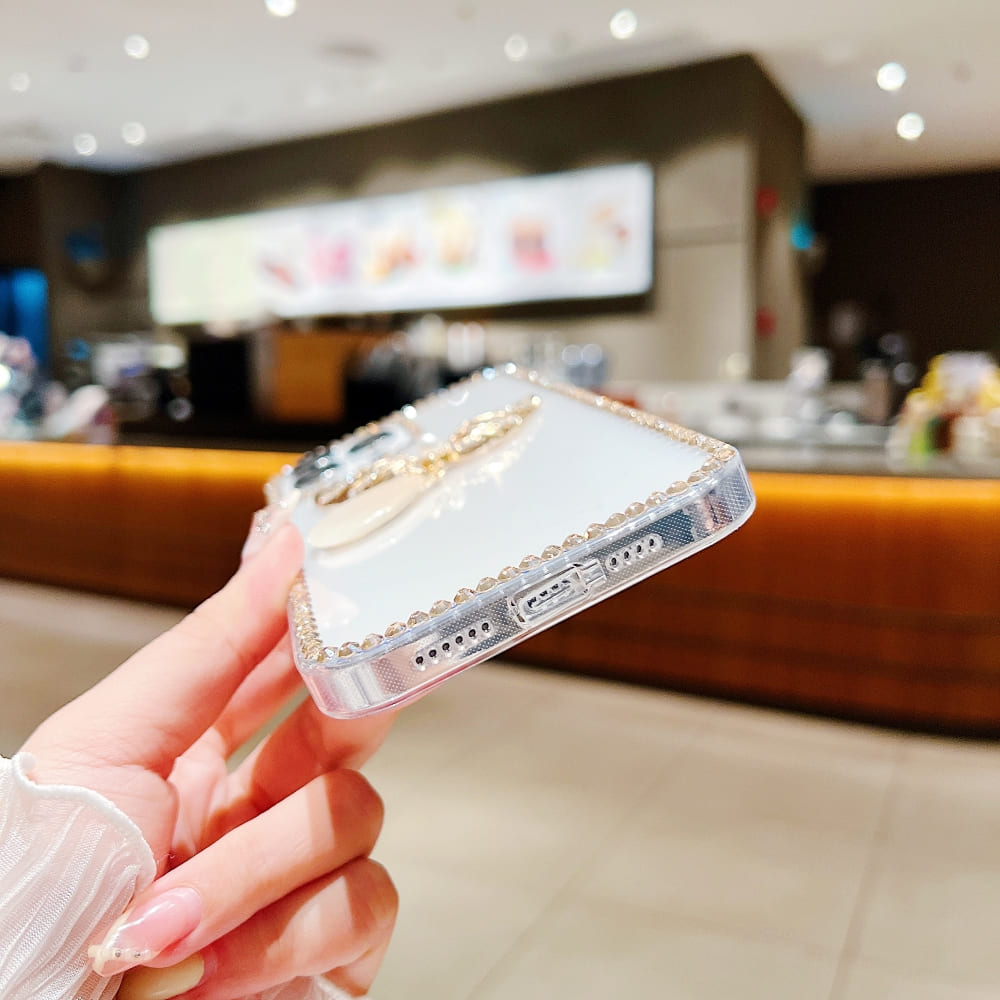 Handmade Angel Wing Diamond Border Transparent Case