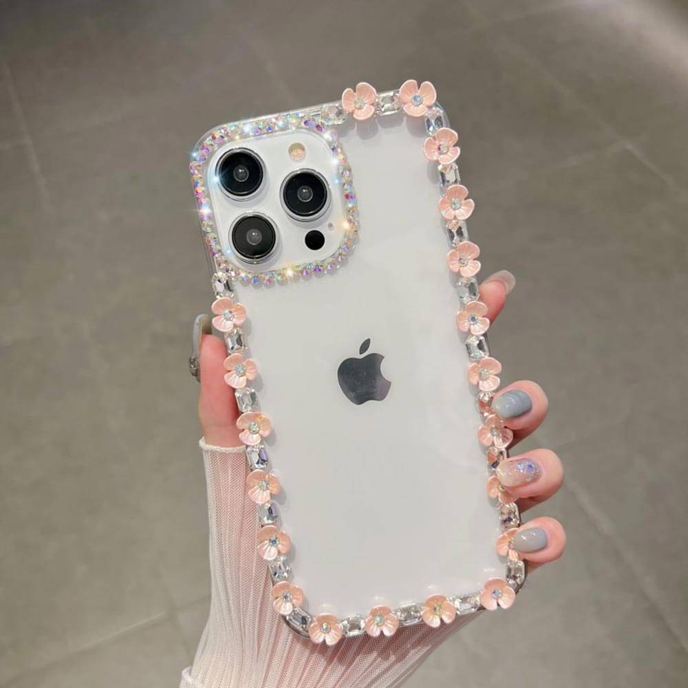 Handmade Flower Border Transparent Phone Case