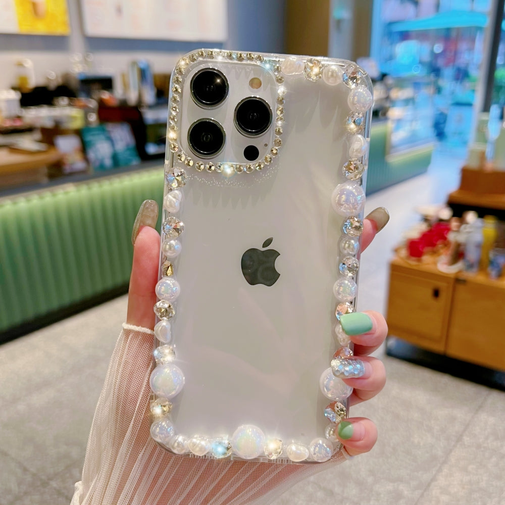 Handmade Pearl Border Transparent Case