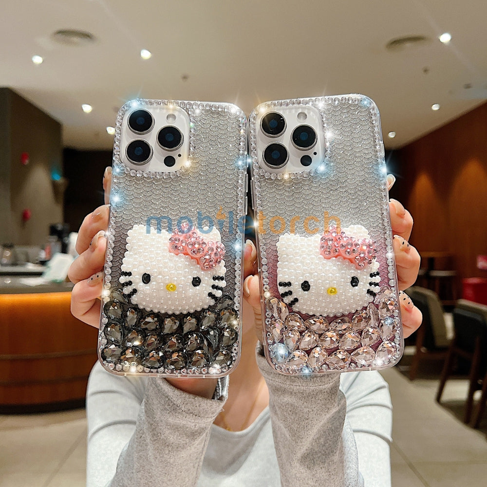 Handmade 3D Pearl Kitty PC (Hard) Phone Case - iPhone 14