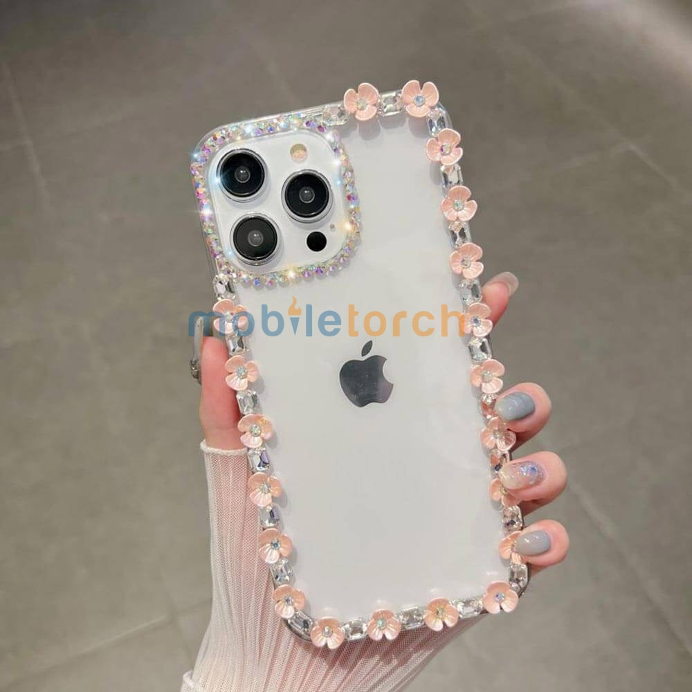 Handmade Flower Border Transparent PC(Hard) | TPU(Soft) Phone Case - iPhone 14 Plus