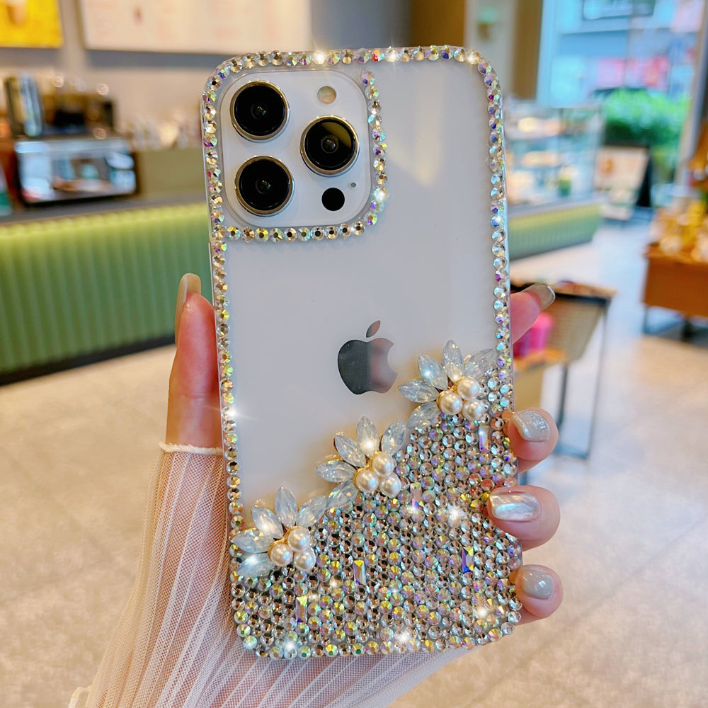 Handmade Transparent Diamond Gemstone Soft Case - iPhone 14 Pro