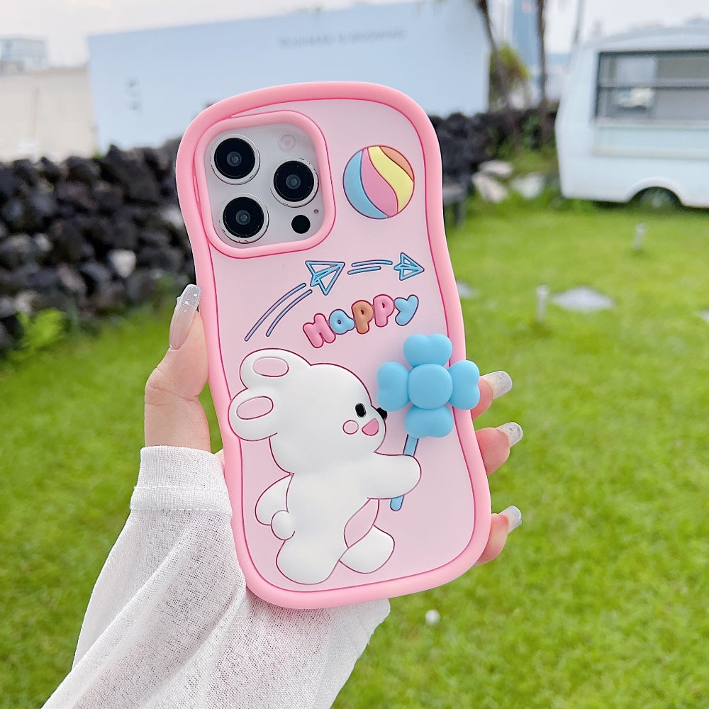 Happy Rabbit with Cute Spin Windmill Silicone Phone Case