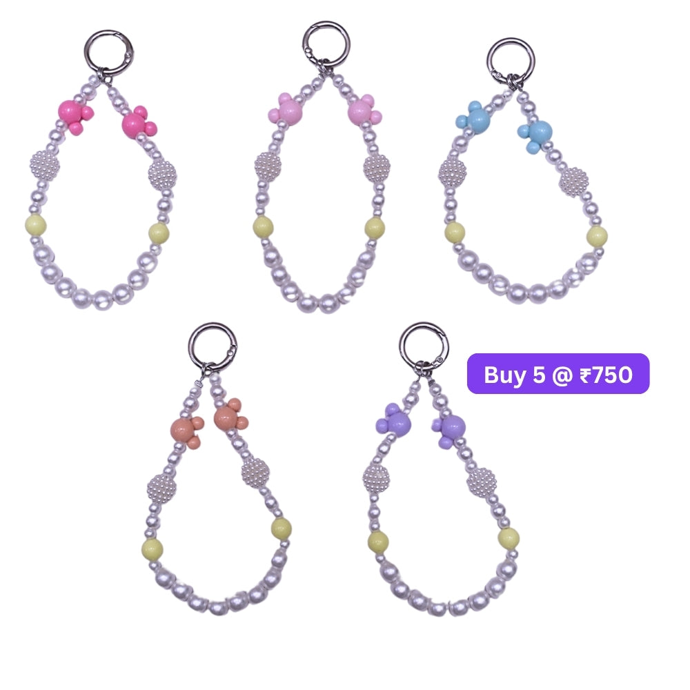 Heart  Flower Beaded Phone Charm | Bracelet | Handbag Charm