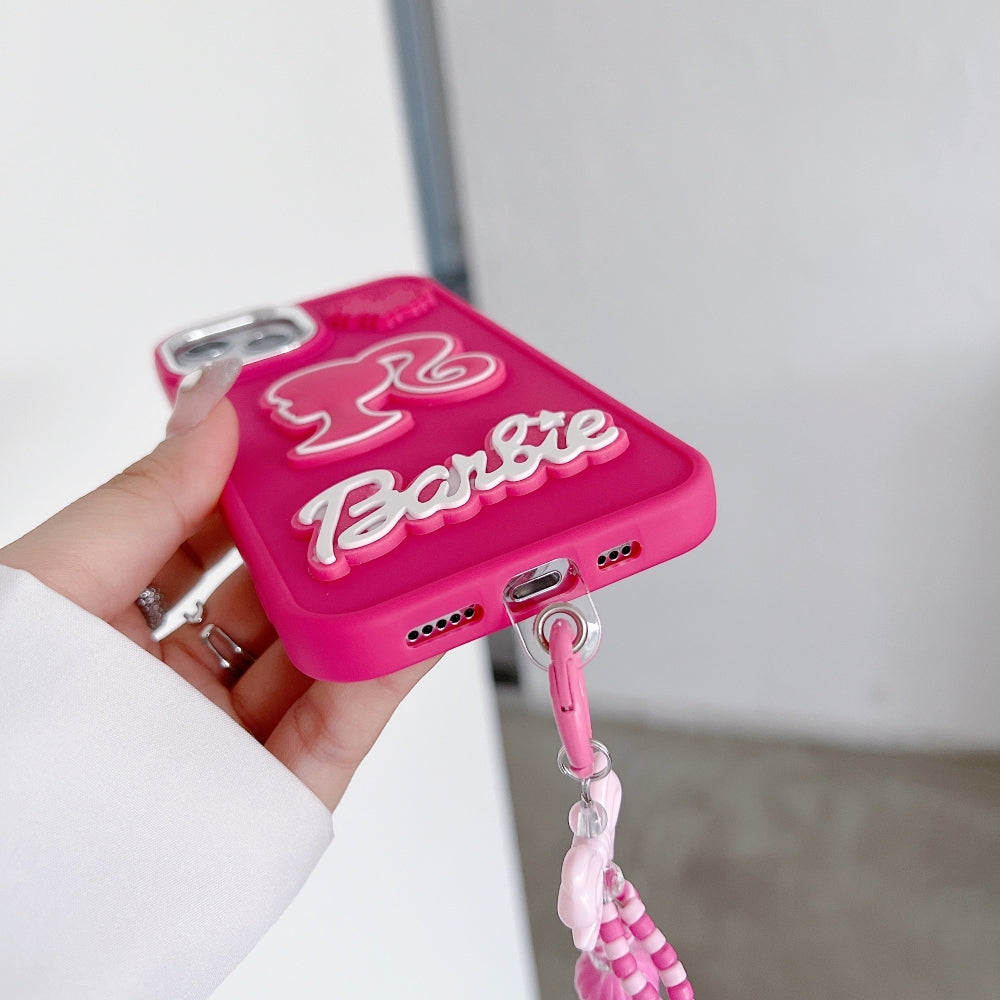 Heart and Doll Charm Silicone Phone Case with Bracelet