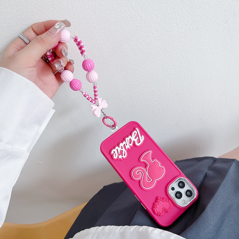 Heart and Doll Charm Silicone Phone Case with Bracelet