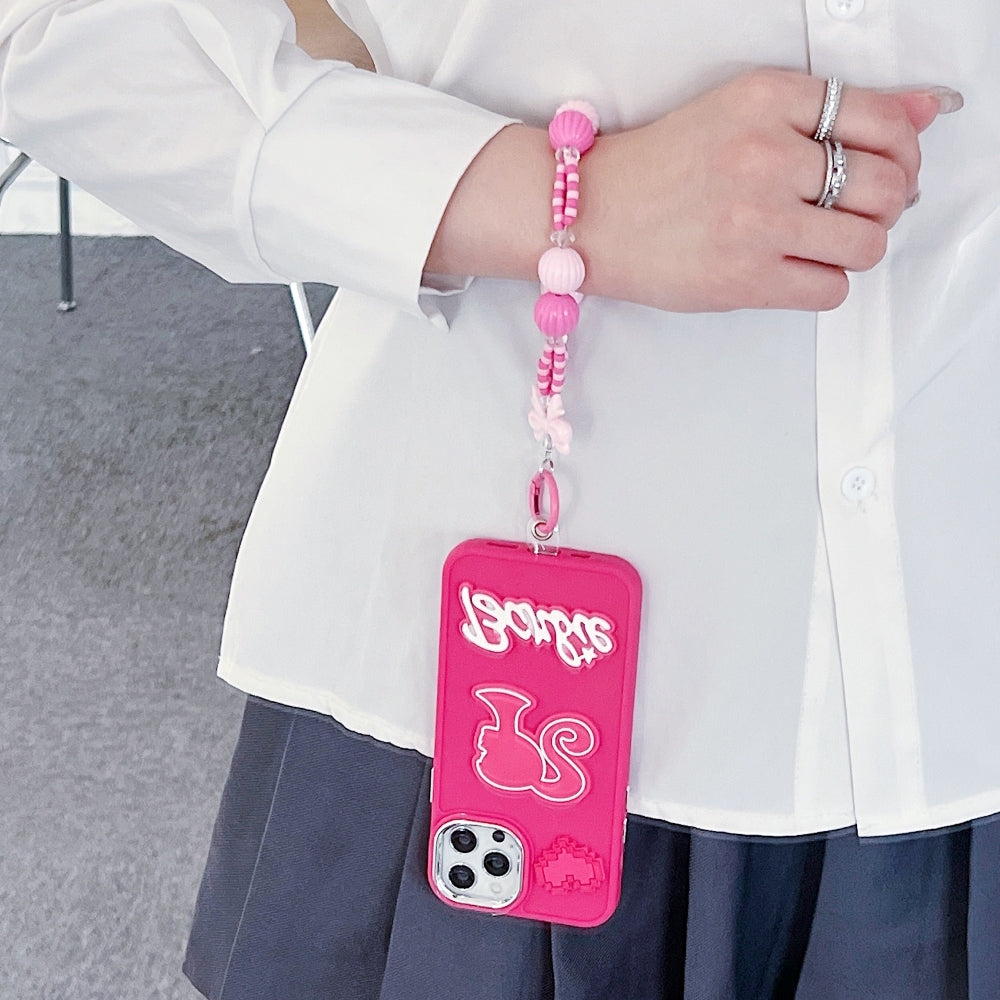 Heart and Doll Charm Silicone Phone Case with Bracelet