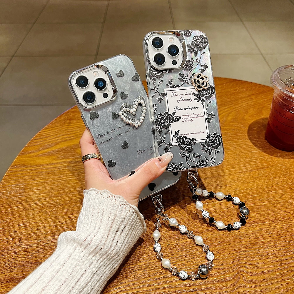 Heart and Rose Printed Phone Case