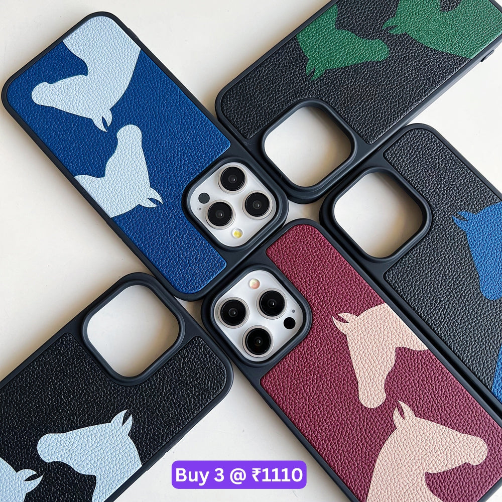 Horse Color Printed PU Leather Shockproof Phone Case - iPhone 15 Plus