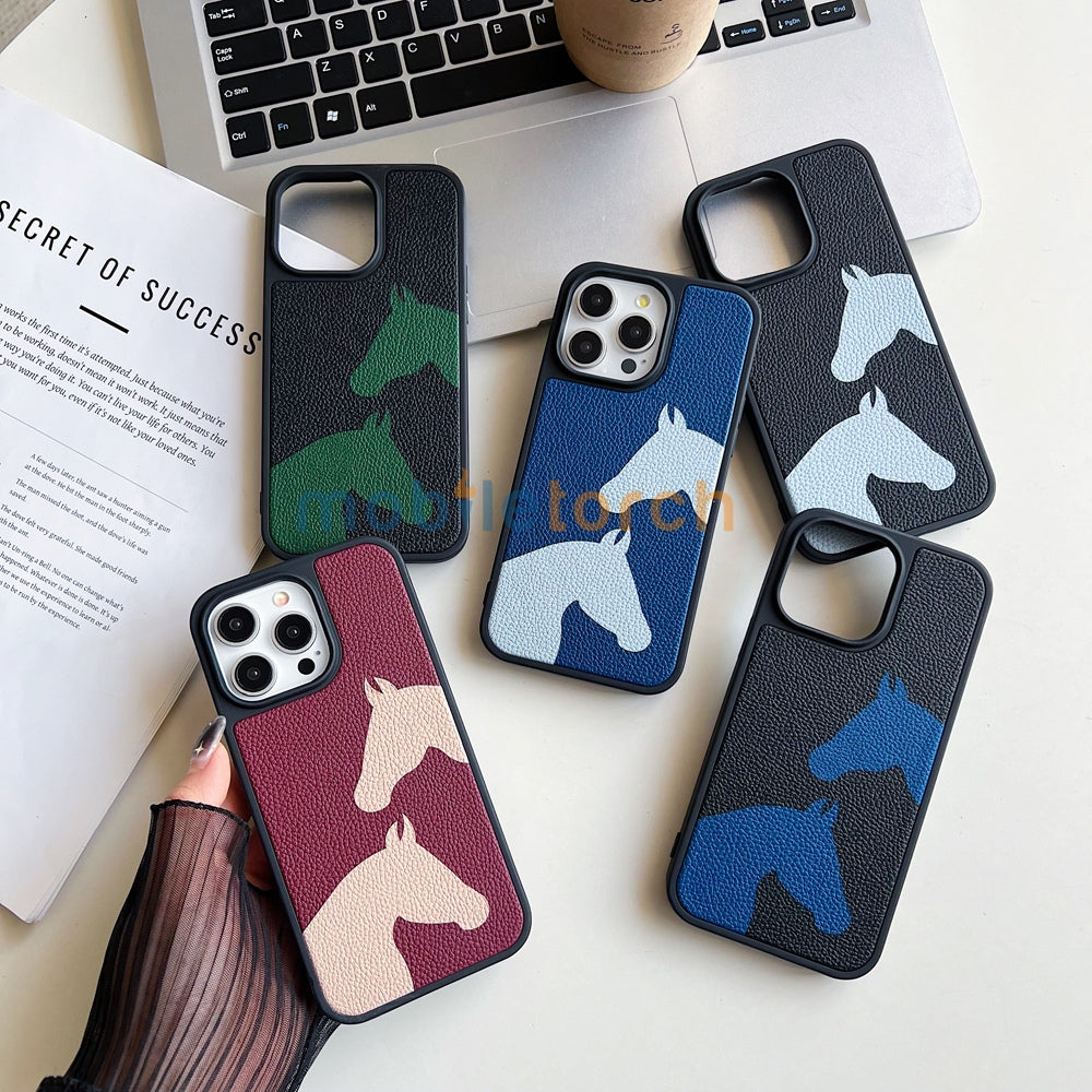 Horse Color Printed PU Leather Shockproof Phone Case - iPhone 12 Pro Max