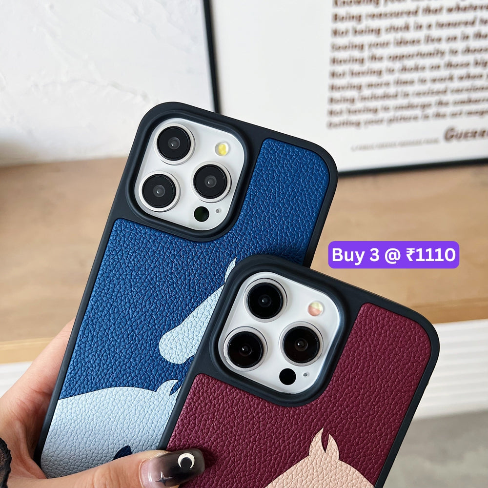 Horse Color Printed PU Leather Shockproof Phone Case - iPhone 15 Plus