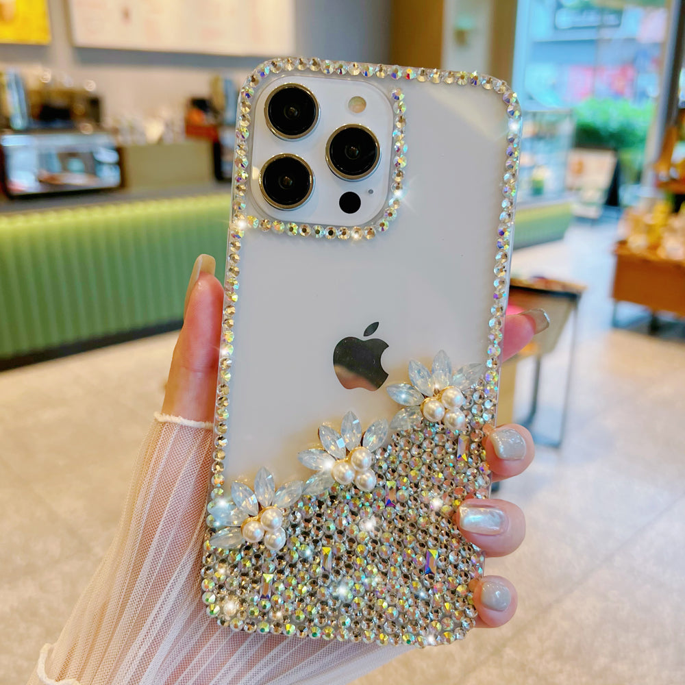 Handmade Transparent Diamond Gemstone Soft Case - iPhone 15 Pro Max