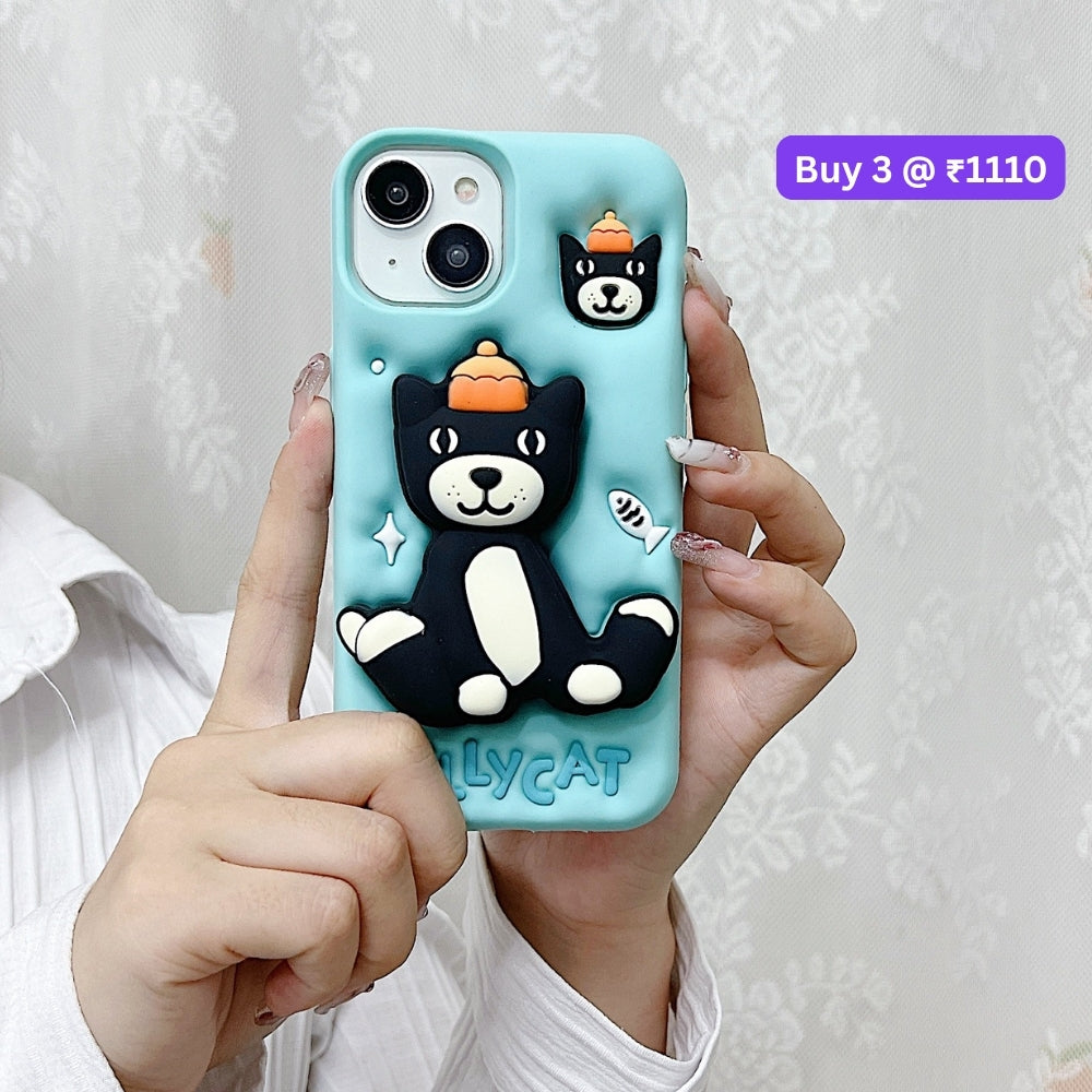 Jelly Cat Stand TPU (Soft) Silicone Phone Case | Mobile Cover - iPhone 13