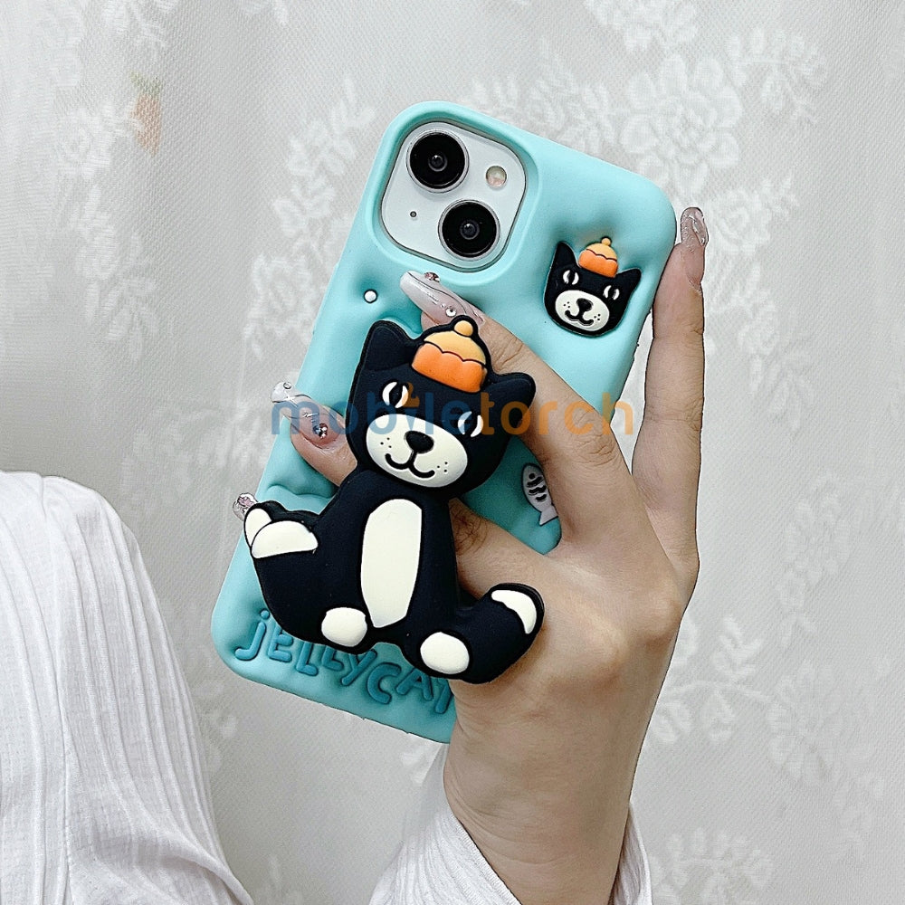 Jelly Cat Stand TPU (Soft) Silicone Phone Case | Mobile Cover - iPhone 13 Pro Max
